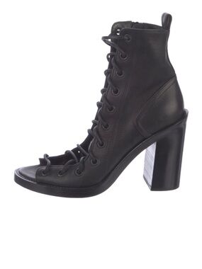 Ann Demuelemester Leather Iconic Lace Up Sandals Booties Heels Like New 39